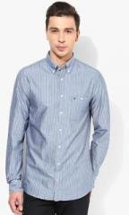 Tommy Hilfiger Blue Striped Slim Fit Casual Shirt men