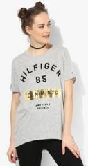 Tommy Hilfiger Grey Printed T Shirt women