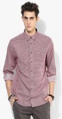 Tommy Hilfiger Maroon Printed Regular Fit Casual Shirt men