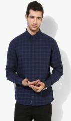 Tommy Hilfiger Navy Blue Checked Regular Fit Casual Shirt men