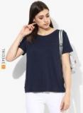 Tommy Hilfiger Navy Blue Solid Round Neck T shirt women