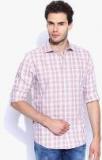 Tommy Hilfiger Peach Checked Regular Fit Casual Shirt men