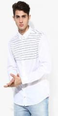 Tommy Hilfiger White Striped Slim Fit Casual Shirt men