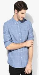 Topman Blue Checked Casual Shirt men