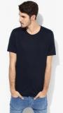 Topman Navy Blue Solid Regular Fit Round Neck T Shirt men