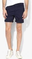 Topman Navy Blue Solid Shorts men