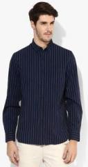 Topman Navy Blue Striped Casual Shirt men