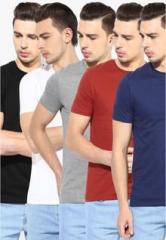 Topman Pack Of 5 Multicoloured Solid Round Neck T Shirts men