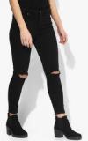 Topshop Black Solid Mid Rise Skinny Jeans women