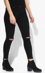 Topshop Black Solid Mid Rise Skinny Jeans women