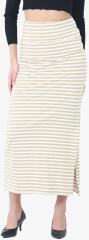 Trend Arrest Cream Striped A Line Skirt women