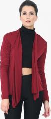 Trend Arrest Maroon Solid Open Front Shrug women