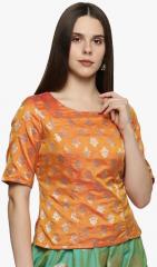 Trishaa By Pantaloons Orange Self Design Blouse women