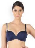 Triumph Blue Solid Non Wired Lightly Padded Push Up Bra 7613124341442 Women