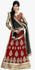 Triveni Sarees Maroon Embroidered Lehenga women