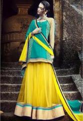 Triveni Sarees Yellow Embellished Lehenga women