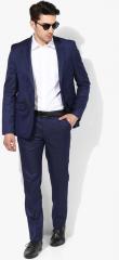 True Blue Navy Blue Self Design Suit men