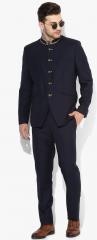 True Blue Navy Blue Solid Suit men