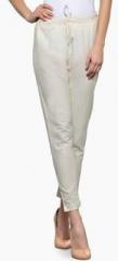 Tulsattva Beige Solid Chinos women