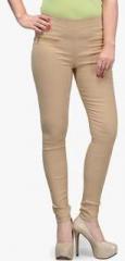 Tulsattva Beige Solid Jeggings women