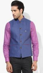 Turtle Blue Solid Waistcoat men