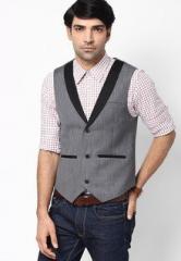 Turtle Grey Solid Waistcoat men