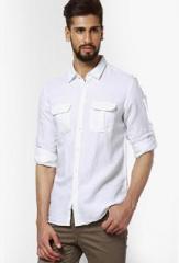 Turtle Solid Cream Casual Shirt men