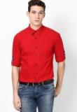 Turtle Solid Red Slim Fit Casual Shirt Men