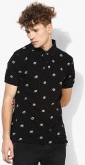 U S Polo Assn Black Printed Polo Collar T Shirt men