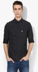 U S Polo Assn Black Printed Regular Fit Casual Shirt men