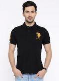 U S Polo Assn Black Solid Polo Collar Tshirt men