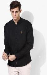 U S Polo Assn Black Solid Slim Fit Casual Shirt men