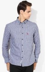 U S Polo Assn Blue Checked Regular Fit Casual Shirt men