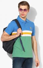 U S Polo Assn Blue Colourblocked Polo Collar T shirt men