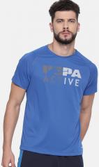 U S Polo Assn Blue Printed Regular Fit Round Neck T Shirt men