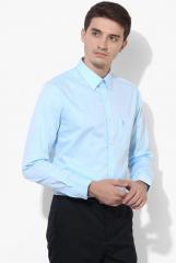 U S Polo Assn Blue Self Design Regular Fit Formal Shirt men