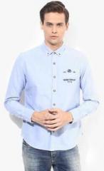 U S Polo Assn Blue Solid Regular Fit Casual Shirt men