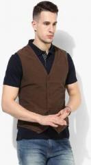 U S Polo Assn Brown Checked Waistcoat men