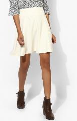 U S Polo Assn Cream Solid Flared Skirt women