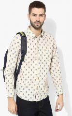 U S Polo Assn Denim Co beige Printed Slim Fit Casual Shirt men