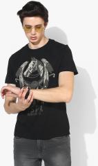 U S Polo Assn Denim Co Black Printed Round Neck Tshirt men