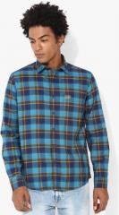 U S Polo Assn Denim Co blue Checked Slim Fit Casual Shirt men