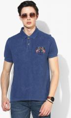 U S Polo Assn Denim Co Blue Solid Polo Collar T shirt men