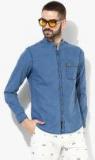 U S Polo Assn Denim Co Blue Solid Slim Fit Denim Shirt men