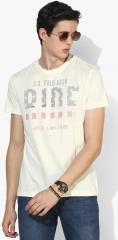 U S Polo Assn Denim Co Cream Printed Round Neck T shirt men