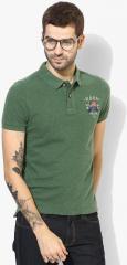 U S Polo Assn Denim Co Green Self Design Polo Collar T Shirt men