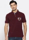 U S Polo Assn Denim Co Maroon Solid Regular Fit Polo T shirt men