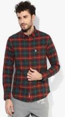 U S Polo Assn Green Checked Regular Fit Casual Shirt men