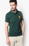 U S Polo Assn Green Solid Slim Fit Polo T Shirt men