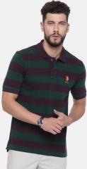 U S Polo Assn Green Striped Polo Collar Tshirt men